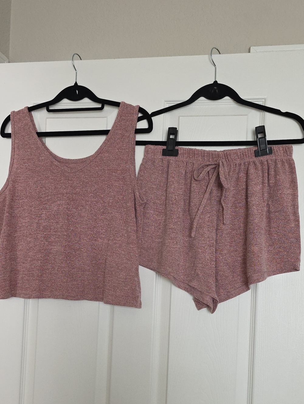 Cozy Ribbed Tank & Drawstring Short Sleep Set - Pink